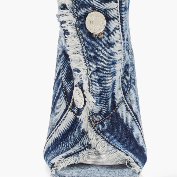 Frayed Denim Peep-Toe Heels - Picture 3 of 3